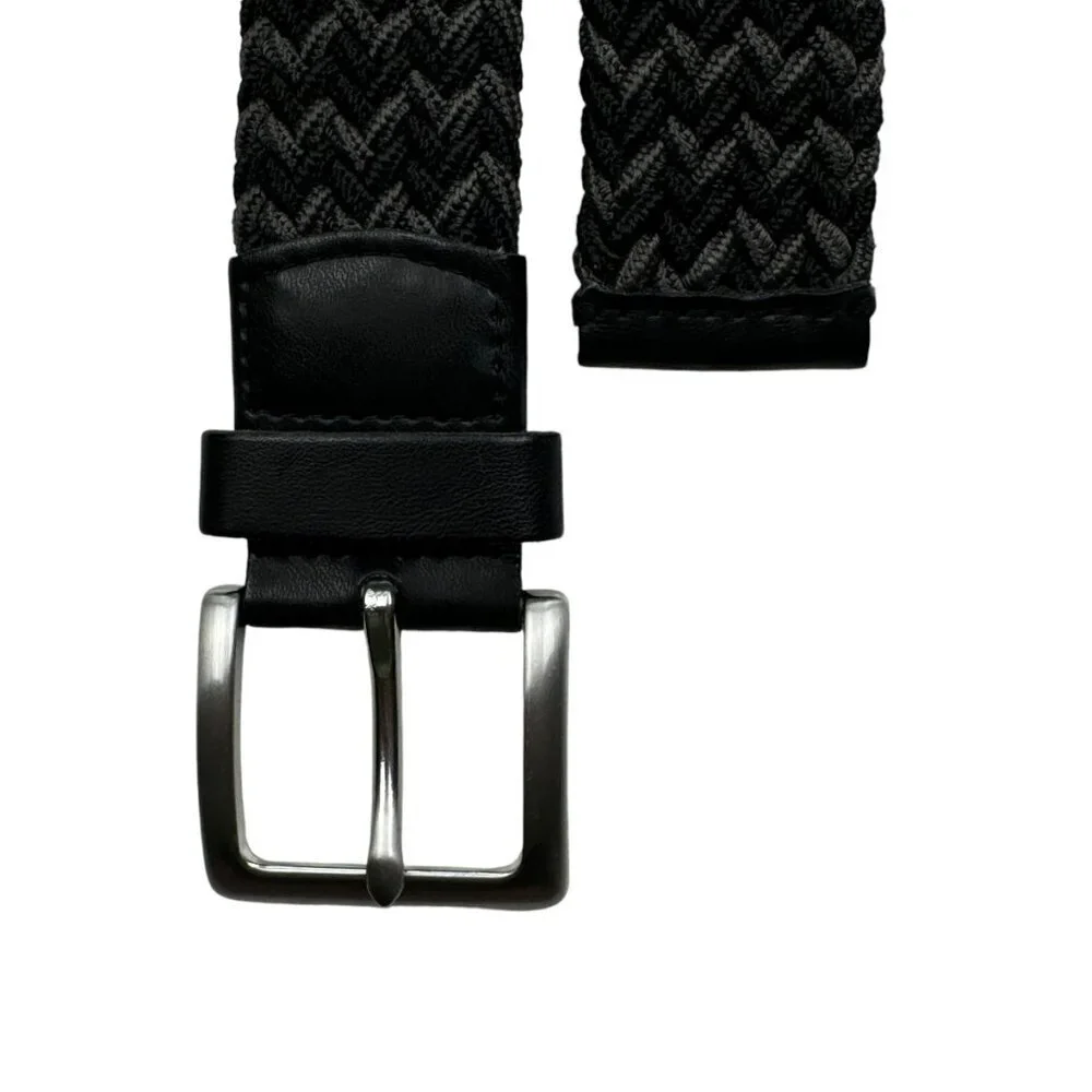 Gap Braided Elastic/Stretch Gray/Black Leather Belt Men's Size Medium